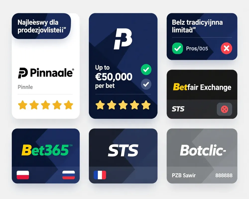 Ranking bukmacher&oacute;w z wysokimi limitami - por&oacute;wnanie platform STS, PZBuk, Betclic, Pinnacle, Bet365 i Betfair Exchange