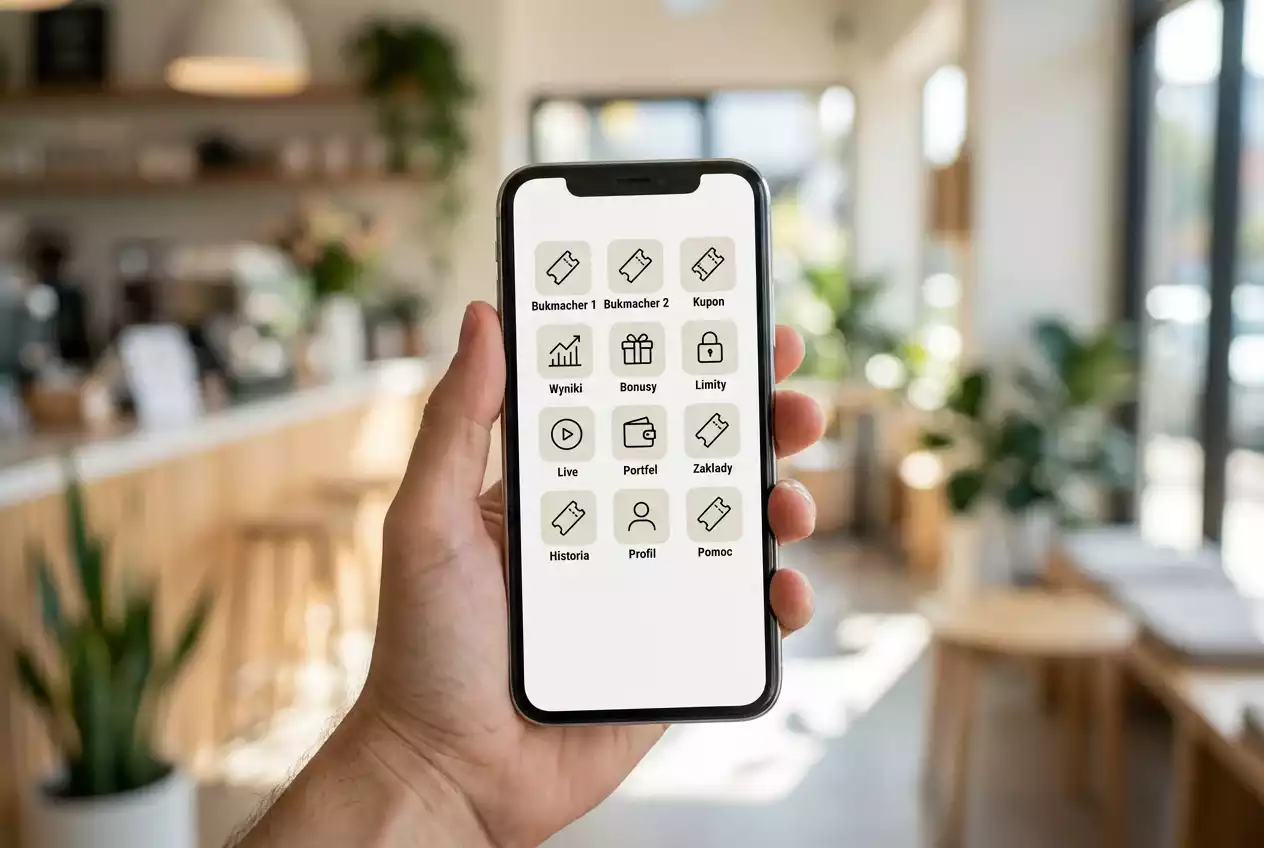 Smartfon z aplikacjami bukmacherskimi na ekranie głównym
