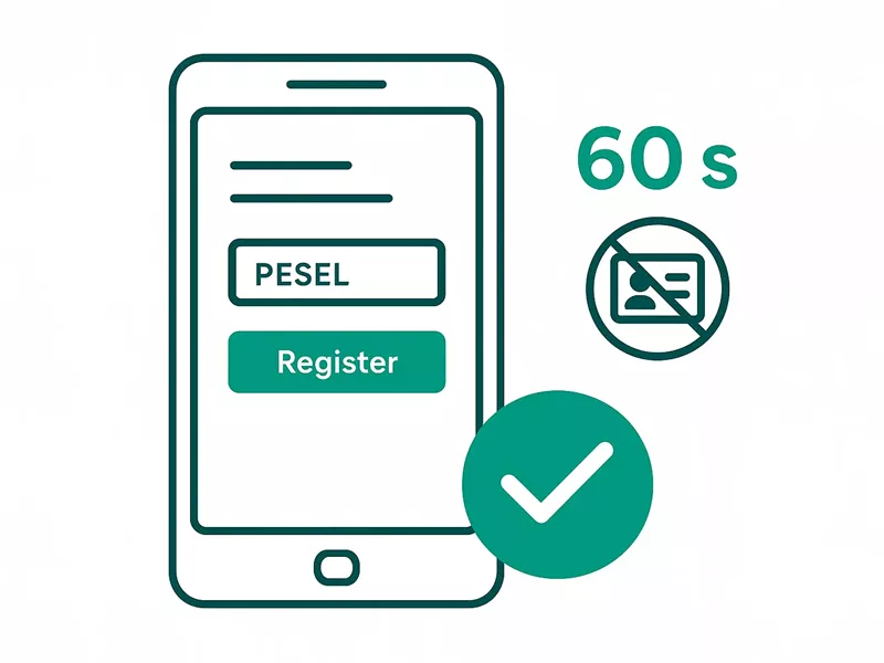 Szybka rejestracja u bukmachera bez dowodu osobistego - telefon z formularzem i numerem PESEL
